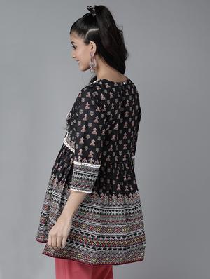 lace detail printed flared tunic - 17633683 - Standard Image - 3