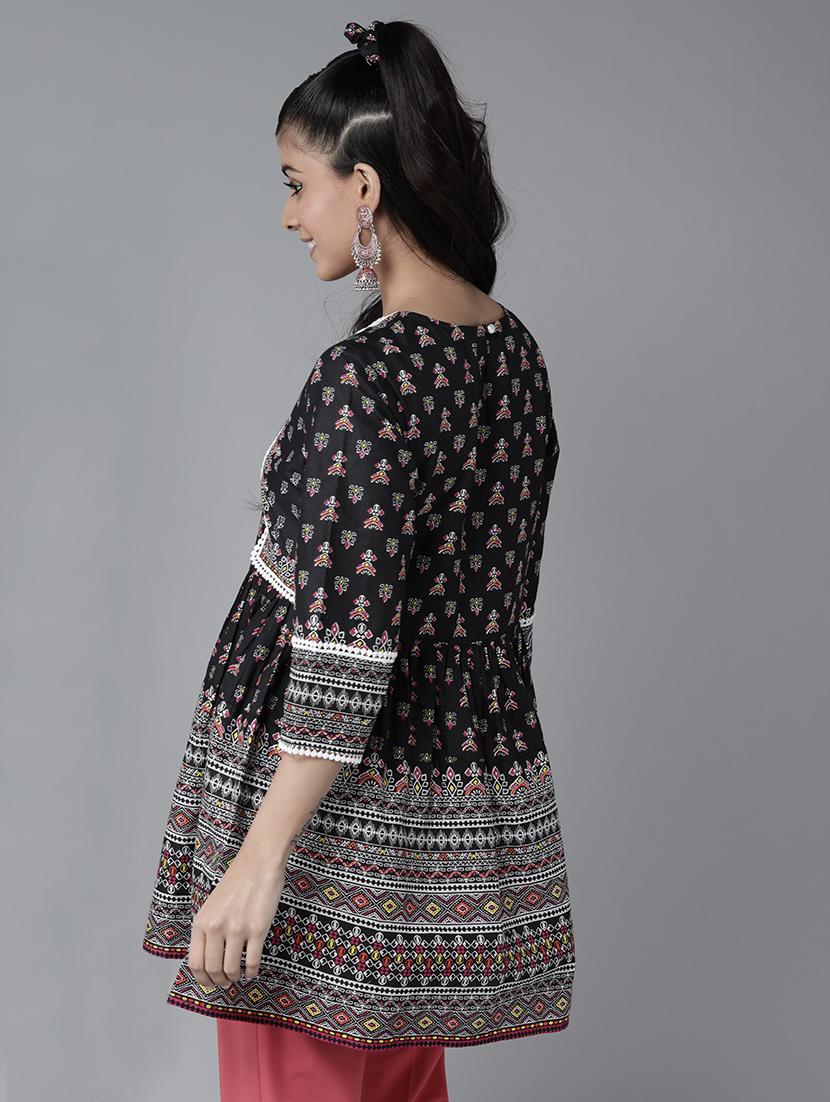 lace detail printed flared tunic - 17633683 - Zoom Image - 3