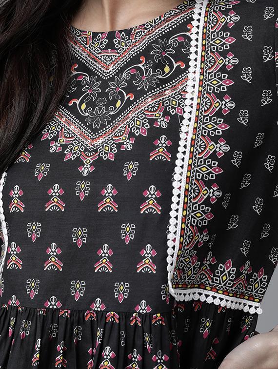 lace detail printed flared tunic - 17633683 - Zoom Image - 5