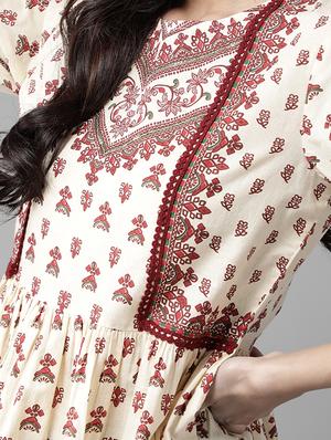 lace detail printed flared tunic - 17633684 - Standard Image - 5
