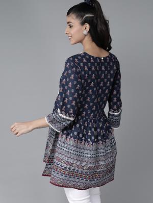 lace detail printed flared tunic - 17633685 - Standard Image - 3