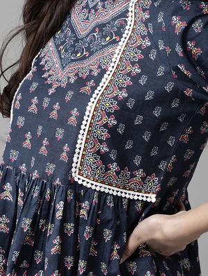 lace detail printed flared tunic - 17633685 - Standard Image - 5