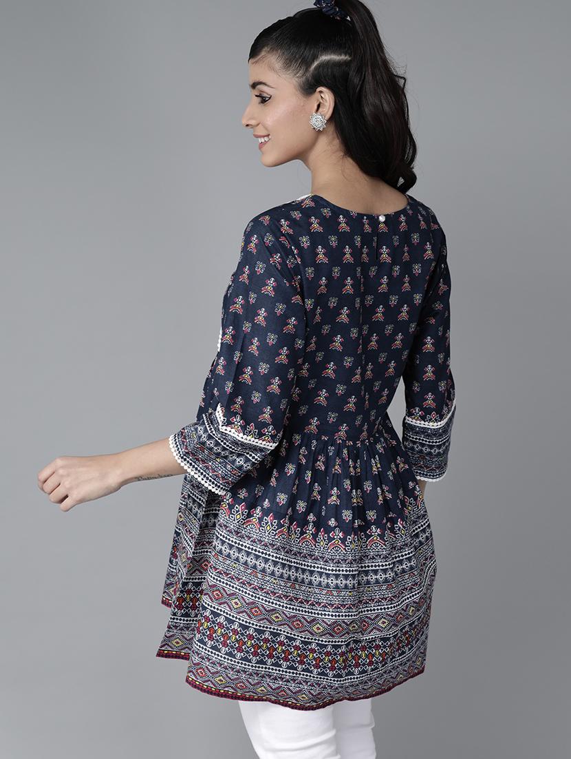 lace detail printed flared tunic - 17633685 - Zoom Image - 3