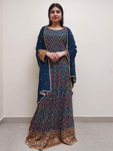 blue embroidered ethnic dress - 17633691 - Standard Image - 1