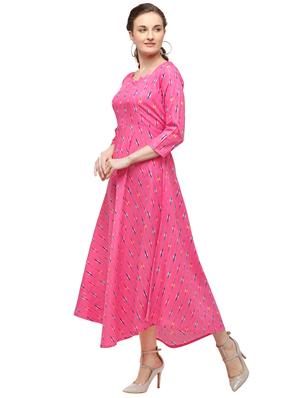 pink rayon aline ethnic dress - 17633704 - Standard Image - 2