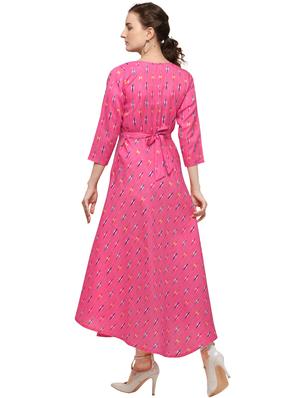 pink rayon aline ethnic dress - 17633704 - Standard Image - 3
