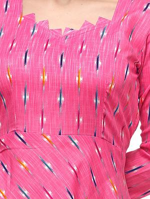 pink rayon aline ethnic dress - 17633704 - Standard Image - 4