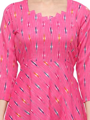 pink rayon aline ethnic dress - 17633704 - Standard Image - 5
