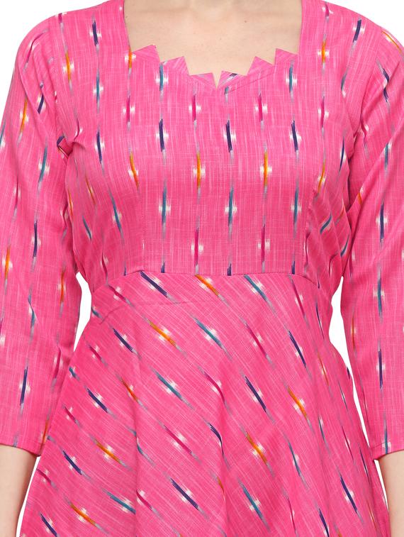 pink rayon aline ethnic dress - 17633704 - Zoom Image - 5