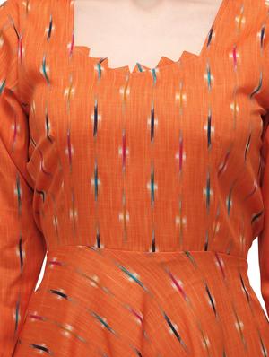 orange rayon aline ethnic dress - 17633706 - Standard Image - 4