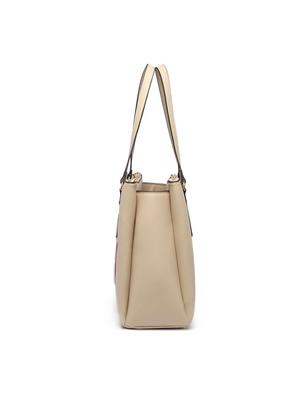 beige leatherette (pu) messenger handbag - 17633827 - Standard Image - 4