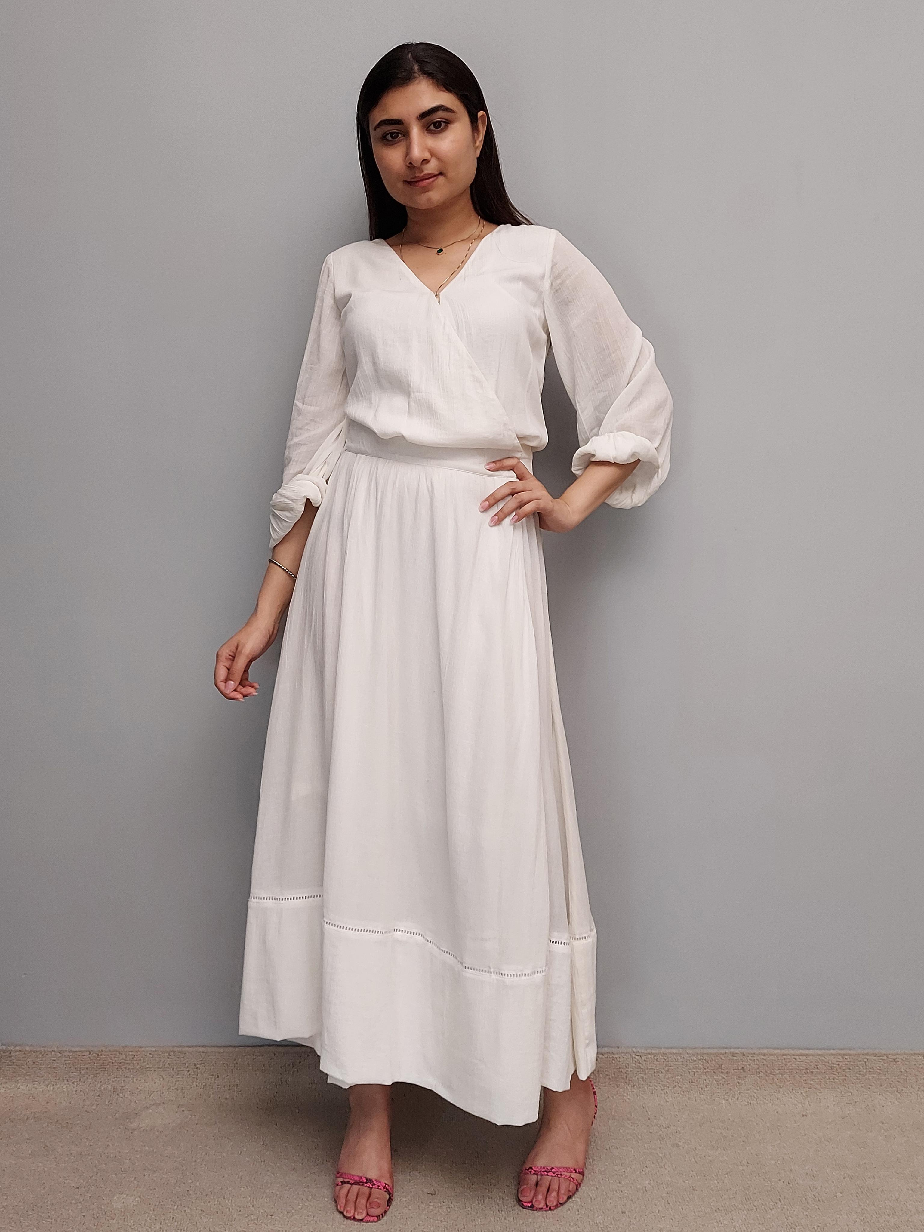 white wrap style dress - 17633850 - Zoom Image - 1