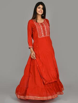 red silk kurta sharara set - 17633860 - Standard Image - 3