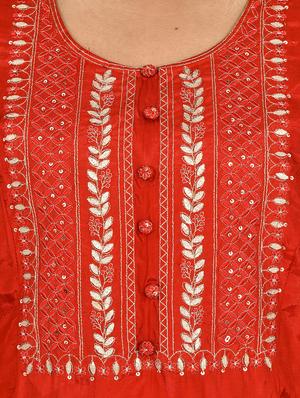 red silk kurta sharara set - 17633860 - Standard Image - 6