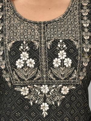 black cotton kurta sharara set - 17633861 - Standard Image - 6