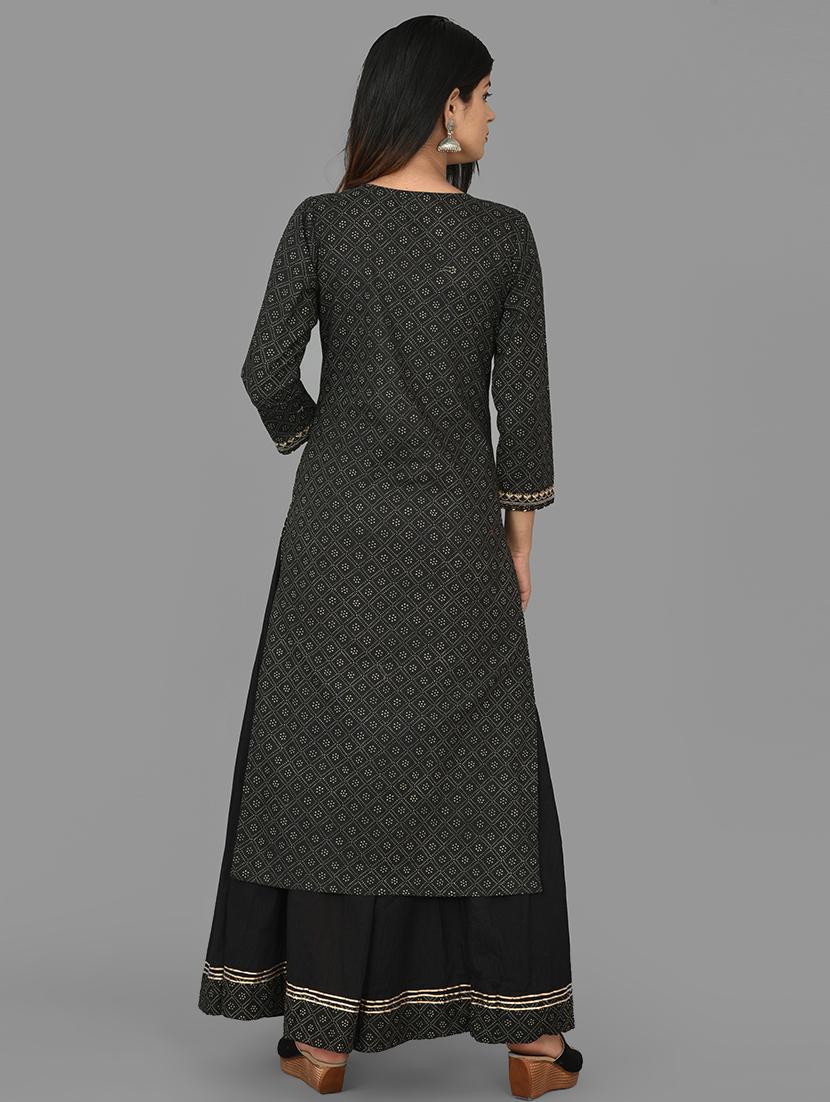 black cotton kurta sharara set - 17633861 - Zoom Image - 5