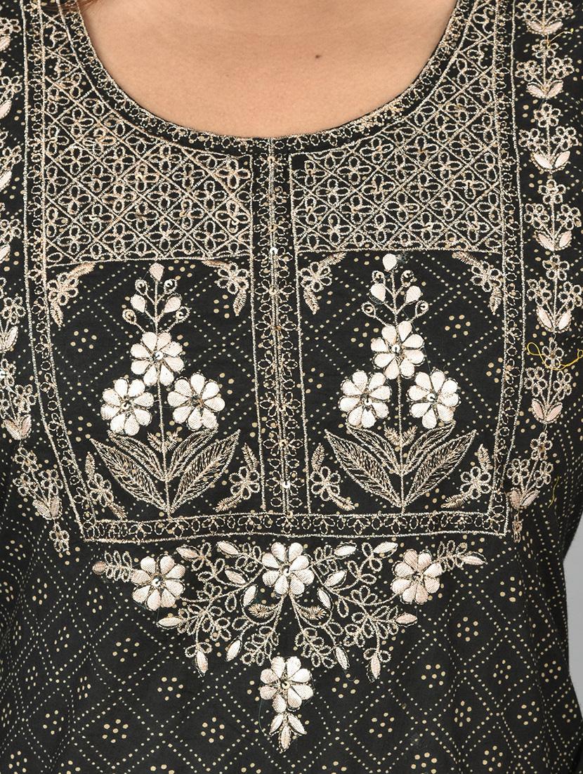 black cotton kurta sharara set - 17633861 - Zoom Image - 6