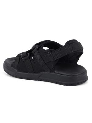 black synthetic & mesh back strap floaters - 17633876 - Standard Image - 3