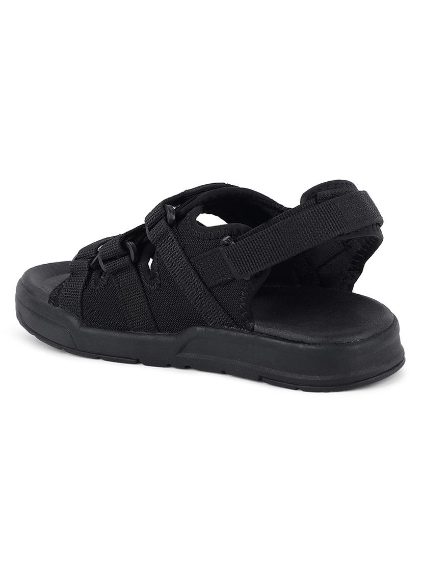 black synthetic & mesh back strap floaters - 17633876 - Zoom Image - 3