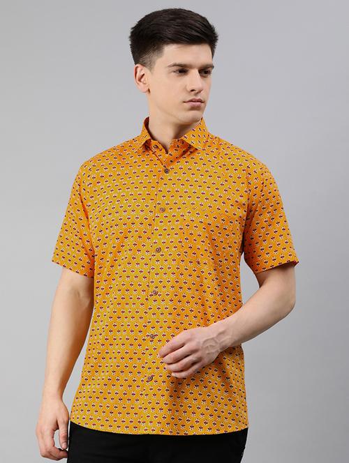 yellow floral casual shirt - 17633917 - Standard Image - 1