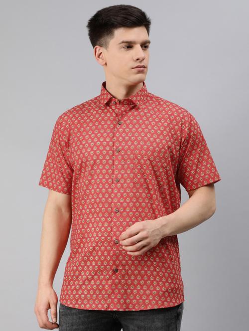red floral casual shirt - 17633918 - Standard Image - 1
