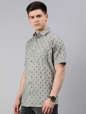 grey floral casual shirt - 17633921 - Standard Image - 2