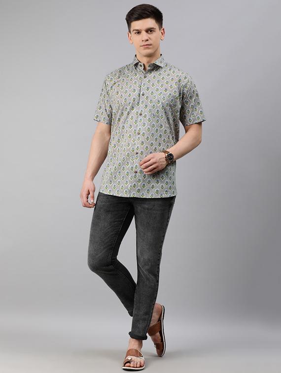 grey floral casual shirt - 17633921 - Zoom Image - 4