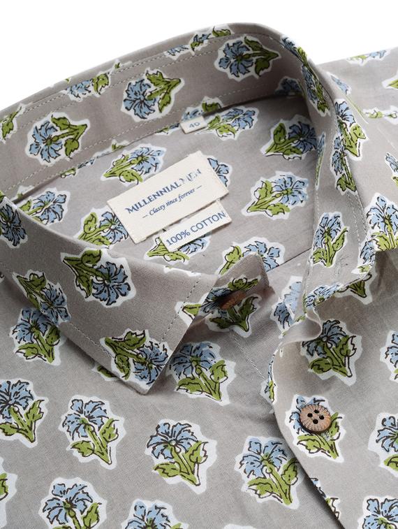 grey floral casual shirt - 17633921 - Zoom Image - 5