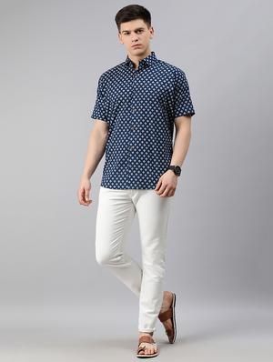 blue floral casual shirt - 17633933 - Standard Image - 4