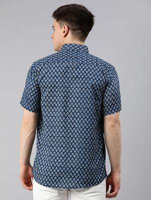 blue printed casual shirt - 17633934 - Standard Image - 3