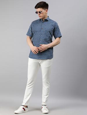 blue printed casual shirt - 17633934 - Standard Image - 4
