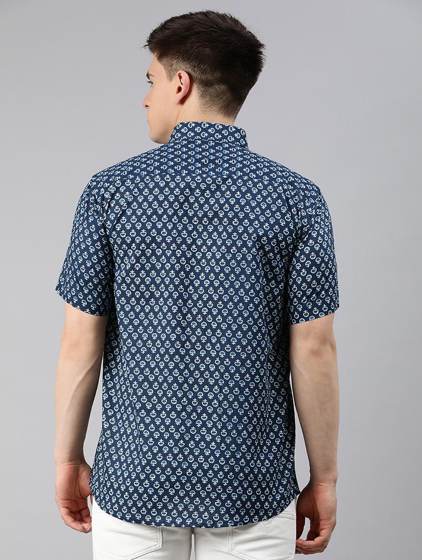 blue printed casual shirt - 17633934 - Zoom Image - 3