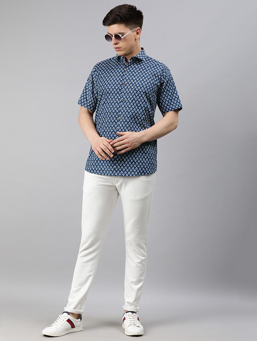 blue printed casual shirt - 17633934 - Zoom Image - 4