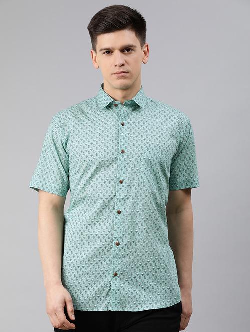 green printed casual shirt - 17633935 - Standard Image - 1