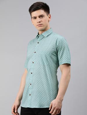 green printed casual shirt - 17633935 - Standard Image - 2