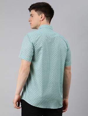 green printed casual shirt - 17633935 - Standard Image - 3
