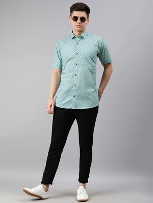 green printed casual shirt - 17633935 - Standard Image - 4