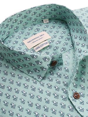 green printed casual shirt - 17633935 - Standard Image - 5