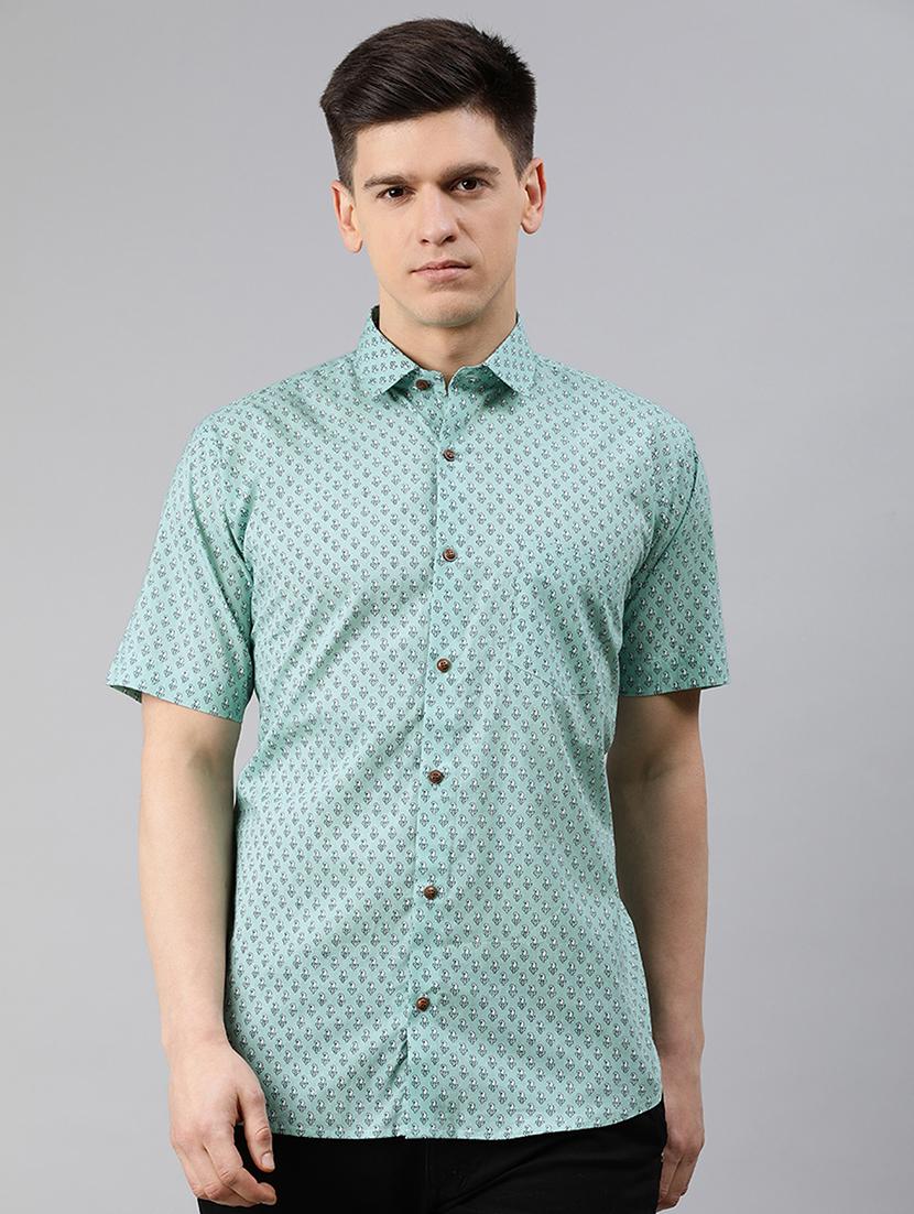 green printed casual shirt - 17633935 - Zoom Image - 1