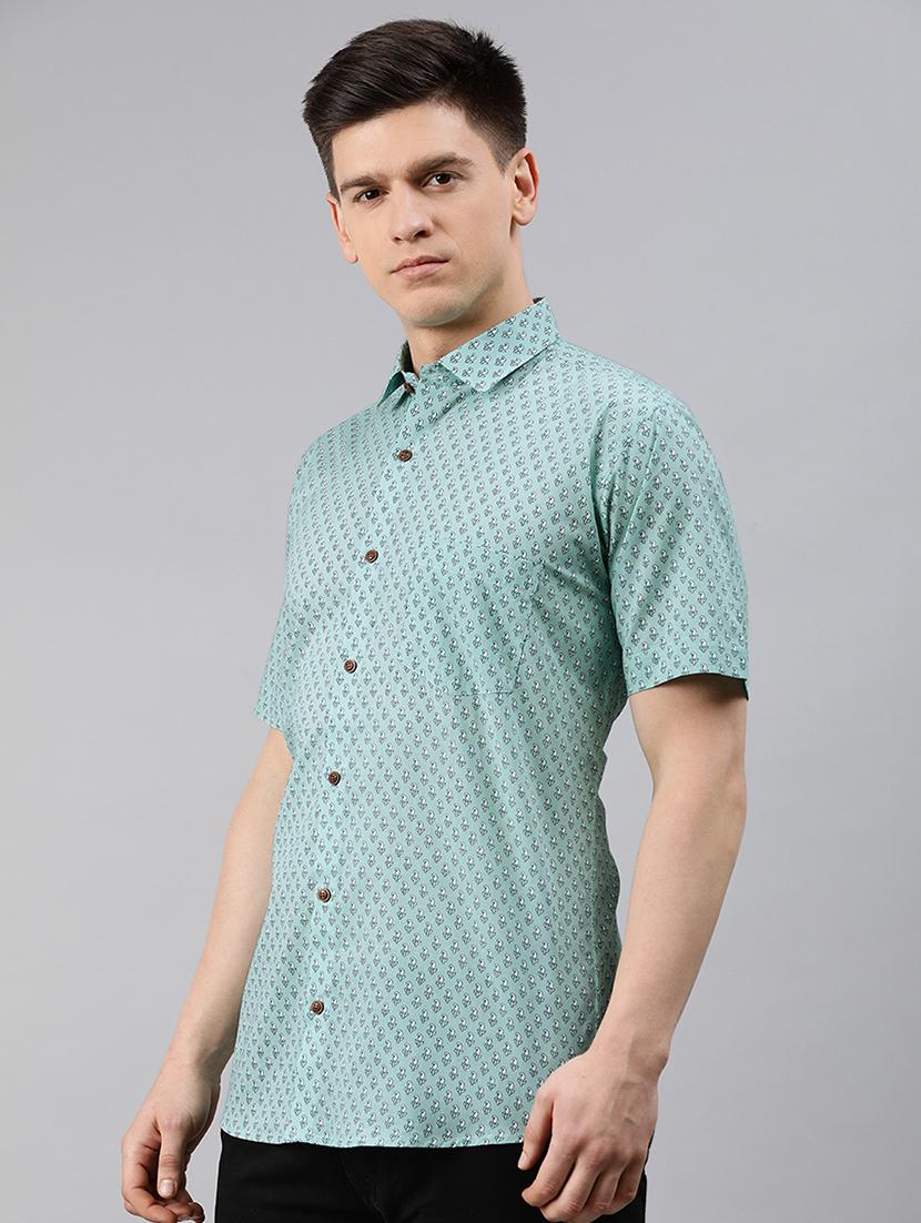 green printed casual shirt - 17633935 - Zoom Image - 2
