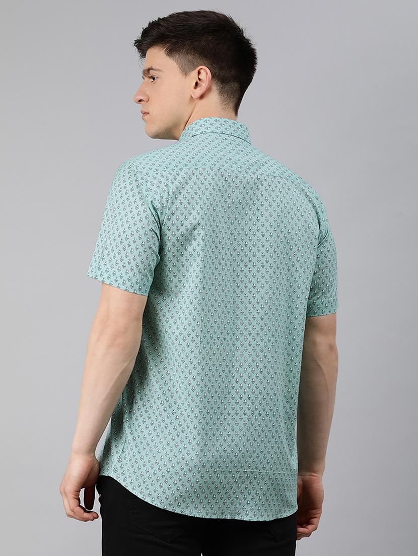 green printed casual shirt - 17633935 - Zoom Image - 3