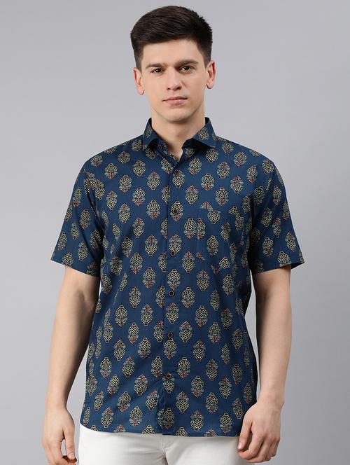 blue ethnic motifs casual shirt - 17633943 - Very Small Image - 1