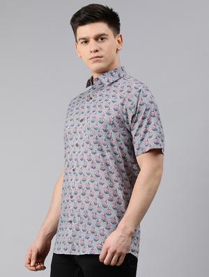 grey floral casual shirt - 17633944 - Standard Image - 2