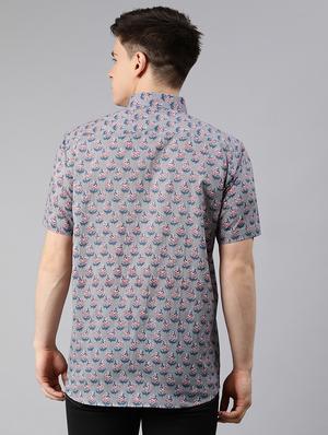 grey floral casual shirt - 17633944 - Standard Image - 3