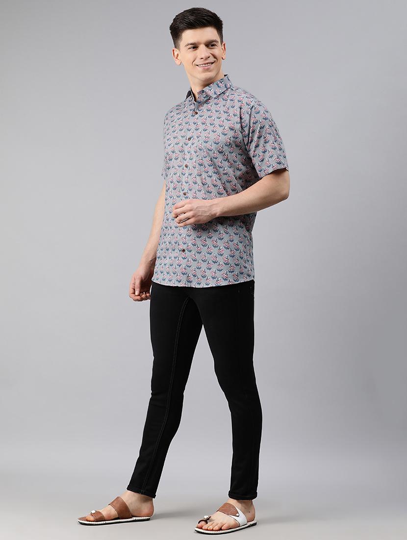 grey floral casual shirt - 17633944 - Zoom Image - 4