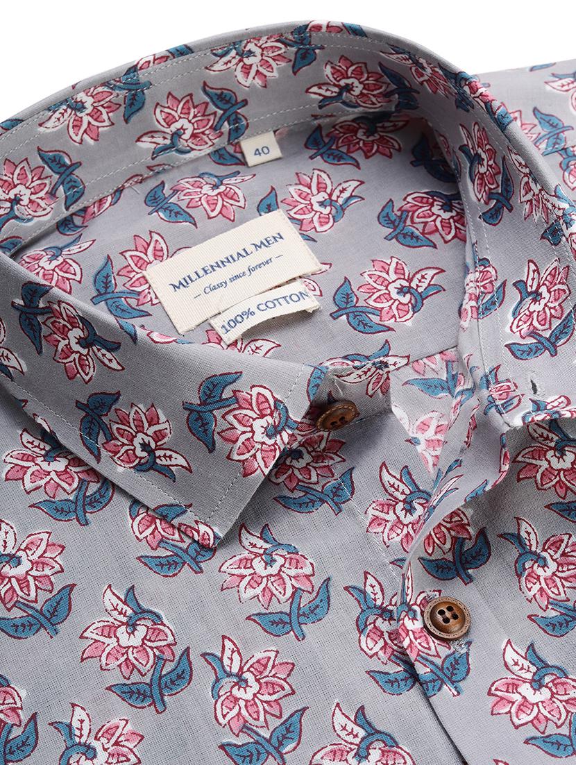 grey floral casual shirt - 17633944 - Zoom Image - 5