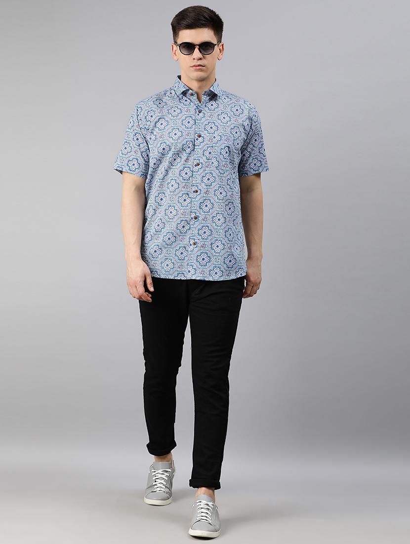 blue geometric print casual shirt - 17633947 - Zoom Image - 4