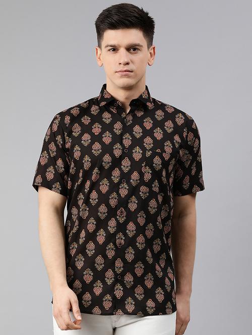 black ethnic motifs casual shirt - 17633949 - Standard Image - 1