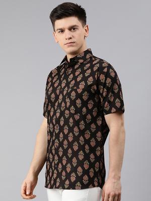 black ethnic motifs casual shirt - 17633949 - Standard Image - 2
