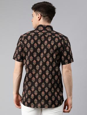 black ethnic motifs casual shirt - 17633949 - Standard Image - 3